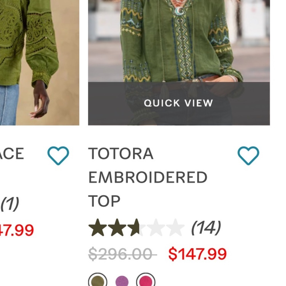 Sundance Green Embroidered Blouse